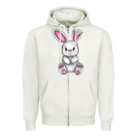 Oatmeal Heather Cute bunny Easter Zipper Hoodie - CowGirlArtShop
