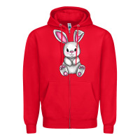 Red Cute bunny Easter Zipper Hoodie - CowGirlArtShop