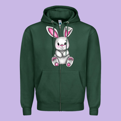 Cute Bunny Easter Zipper Hoodie Designed By Cowgirlartshop