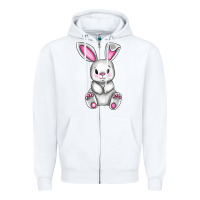 White Cute bunny Easter Zipper Hoodie - CowGirlArtShop
