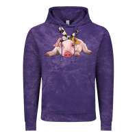 Cloud Purple baby pig with cowhide ribbon Vintage Hoodie - RanaPortraitStore