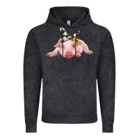 Vintage Black baby pig with cowhide ribbon Vintage Hoodie - RanaPortraitStore
