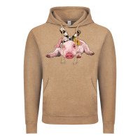 Vintage Coffee baby pig with cowhide ribbon Vintage Hoodie - RanaPortraitStore