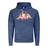 Vintage Denim baby pig with cowhide ribbon Vintage Hoodie - RanaPortraitStore