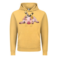 Vintage Mustard baby pig with cowhide ribbon Vintage Hoodie - RanaPortraitStore