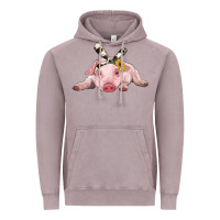 Vintage Zinc baby pig with cowhide ribbon Vintage Hoodie - RanaPortraitStore