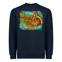 Navy Happy Turkey Day Heavyweight Sweatshirt - texasbilliewilder