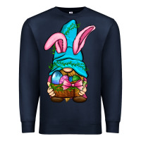 Navy Easter Wicker Basket Gnome Premium Sweatshirt - BundleAndBundleShop