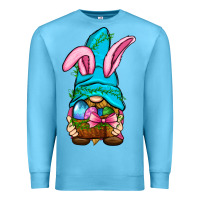 Ocean Blue Easter Wicker Basket Gnome Premium Sweatshirt - BundleAndBundleShop