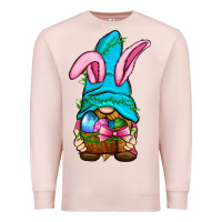 Pale Pink Easter Wicker Basket Gnome Premium Sweatshirt - BundleAndBundleShop