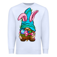 White Easter Wicker Basket Gnome Premium Sweatshirt - BundleAndBundleShop
