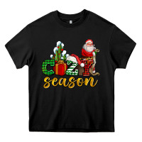 Black cozy season with santa christmas tree cactus and gift Heavy Core Tee - AdoDesignShop