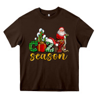 Chocolate Brown cozy season with santa christmas tree cactus and gift Heavy Core Tee - AdoDesignShop