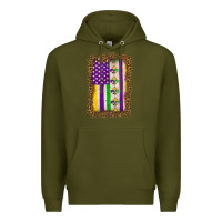 Army Green mardi gras usa flag leopard Premium Hoodie - OliviaCreatesArt