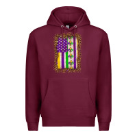 Burgundy mardi gras usa flag leopard Premium Hoodie - OliviaCreatesArt