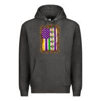 Charcoal Heather mardi gras usa flag leopard Premium Hoodie - OliviaCreatesArt
