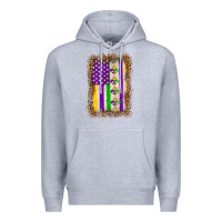 Heather Grey mardi gras usa flag leopard Premium Hoodie - OliviaCreatesArt