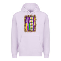Lilac mardi gras usa flag leopard Premium Hoodie - OliviaCreatesArt