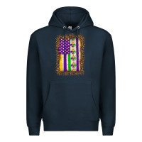 Navy mardi gras usa flag leopard Premium Hoodie - OliviaCreatesArt