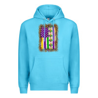 Ocean Blue mardi gras usa flag leopard Premium Hoodie - OliviaCreatesArt