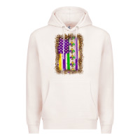 Pale Pink mardi gras usa flag leopard Premium Hoodie - OliviaCreatesArt