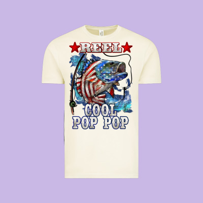 Reel Cool Pop Pop American Flag Bass Vintage Tee Designed By Lillyallendesigns