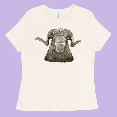 Rambouillet Sheep Head Ladies Tee Designed By Lillyallendesigns