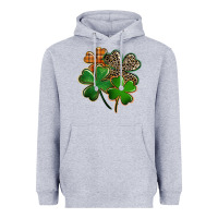 Heather Grey Leopard shamrock St. Patricks Day Heavyweight Hoodie - FaDigitalArtStudio