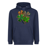 Navy Leopard shamrock St. Patricks Day Heavyweight Hoodie - FaDigitalArtStudio