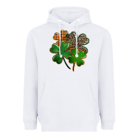 White Leopard shamrock St. Patricks Day Heavyweight Hoodie - FaDigitalArtStudio