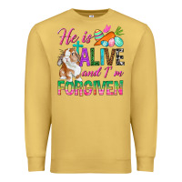 Antique Gold He Is Alive And I'm Forgiven Premium Sweatshirt - BundleAndBundleShop