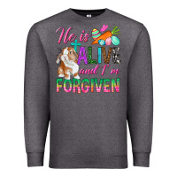 Charcoal Heather He Is Alive And I'm Forgiven Premium Sweatshirt - BundleAndBundleShop