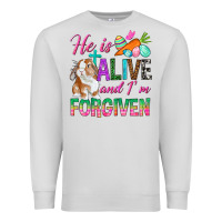 Dove Grey He Is Alive And I'm Forgiven Premium Sweatshirt - BundleAndBundleShop