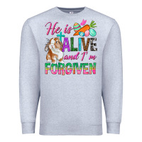 Heather Grey He Is Alive And I'm Forgiven Premium Sweatshirt - BundleAndBundleShop