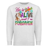 Oatmeal Heather He Is Alive And I'm Forgiven Premium Sweatshirt - BundleAndBundleShop