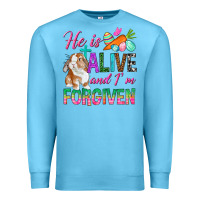 Ocean Blue He Is Alive And I'm Forgiven Premium Sweatshirt - BundleAndBundleShop