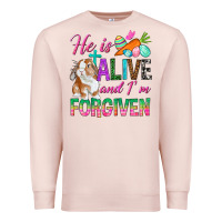 Pale Pink He Is Alive And I'm Forgiven Premium Sweatshirt - BundleAndBundleShop