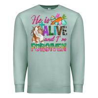 Seafoam He Is Alive And I'm Forgiven Premium Sweatshirt - BundleAndBundleShop