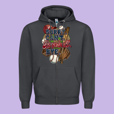 Sorry Can't Baseball Bye Zipper Hoodie Designed By Howdyjamesfarm