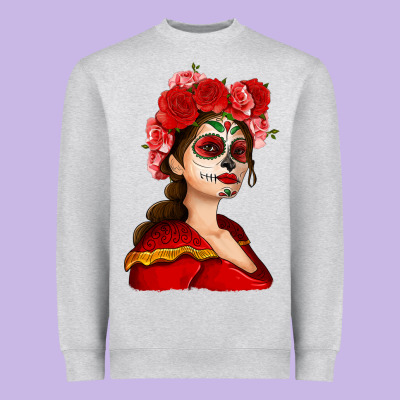 Sugar Skull Girl Heavyweight Sweatshirt Designed By Nancycooperartshop