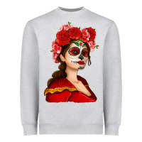 Heather Grey Sugar skull girl Heavyweight Sweatshirt - NancyCooperArtShop