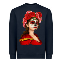 Navy Sugar skull girl Heavyweight Sweatshirt - NancyCooperArtShop
