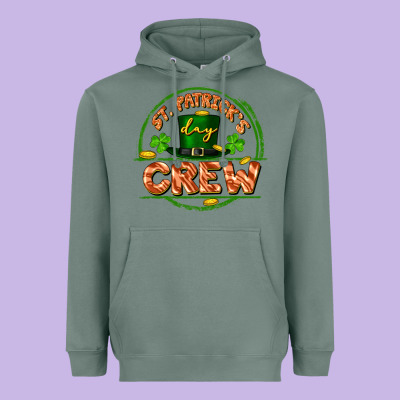 St. Patrick's Day Crew Heavyweight Hoodie Designed By Fadigitalartstudio