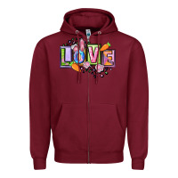 Burgundy Easter love Happy Easter Day Zipper Hoodie - CowGirlArtShop
