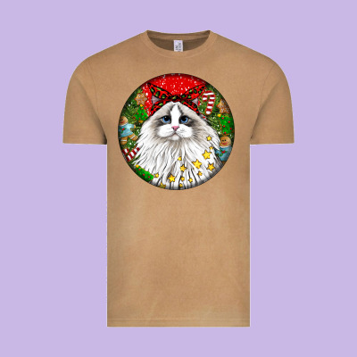 Christmas Ragdoll  Cat Vintage Tee Designed By Lillyallendesigns