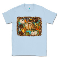 Dusty Blue fall pumpkin background Classic Tee - BundleAndBundleShop