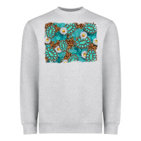 Heather Grey Leopard and Turquoise Gemstone Background Heavyweight Sweatshirt - texasbilliewilder