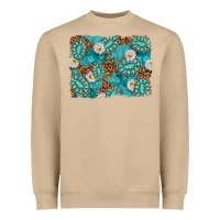 Mushroom Leopard and Turquoise Gemstone Background Heavyweight Sweatshirt - texasbilliewilder
