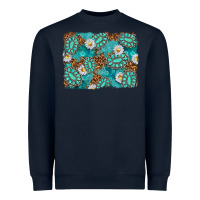 Navy Leopard and Turquoise Gemstone Background Heavyweight Sweatshirt - texasbilliewilder
