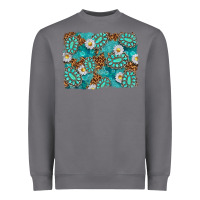 Storm Leopard and Turquoise Gemstone Background Heavyweight Sweatshirt - texasbilliewilder